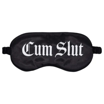 Au! - saténová očná maska s nápisom „Cum Slut“ (čierna)