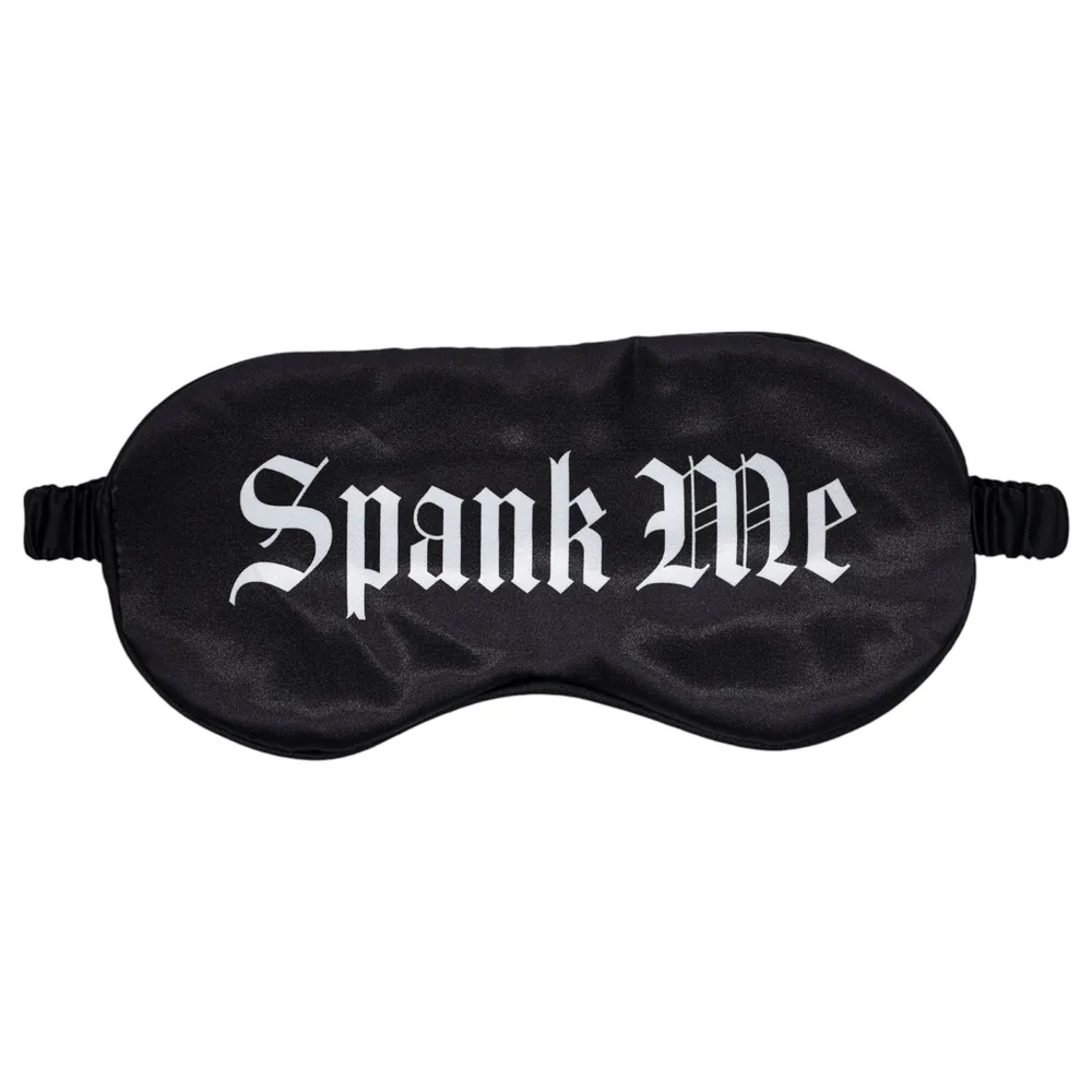 Au! - saténová očná maska s nápisom „Spank Me“ (čierna)