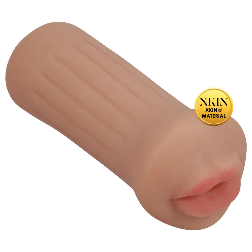 XKIN - umelá ústa masturbátor - S (tmavá naturálna farba)