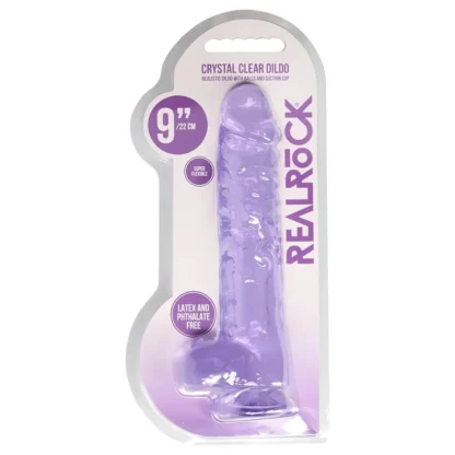 RealRock - realistický dildo - priesvitný fialový - 22 cm