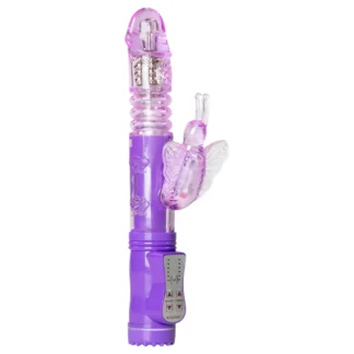 Easytoys - vibrátor s otáčaním a prirážaním - motýlik - fialový