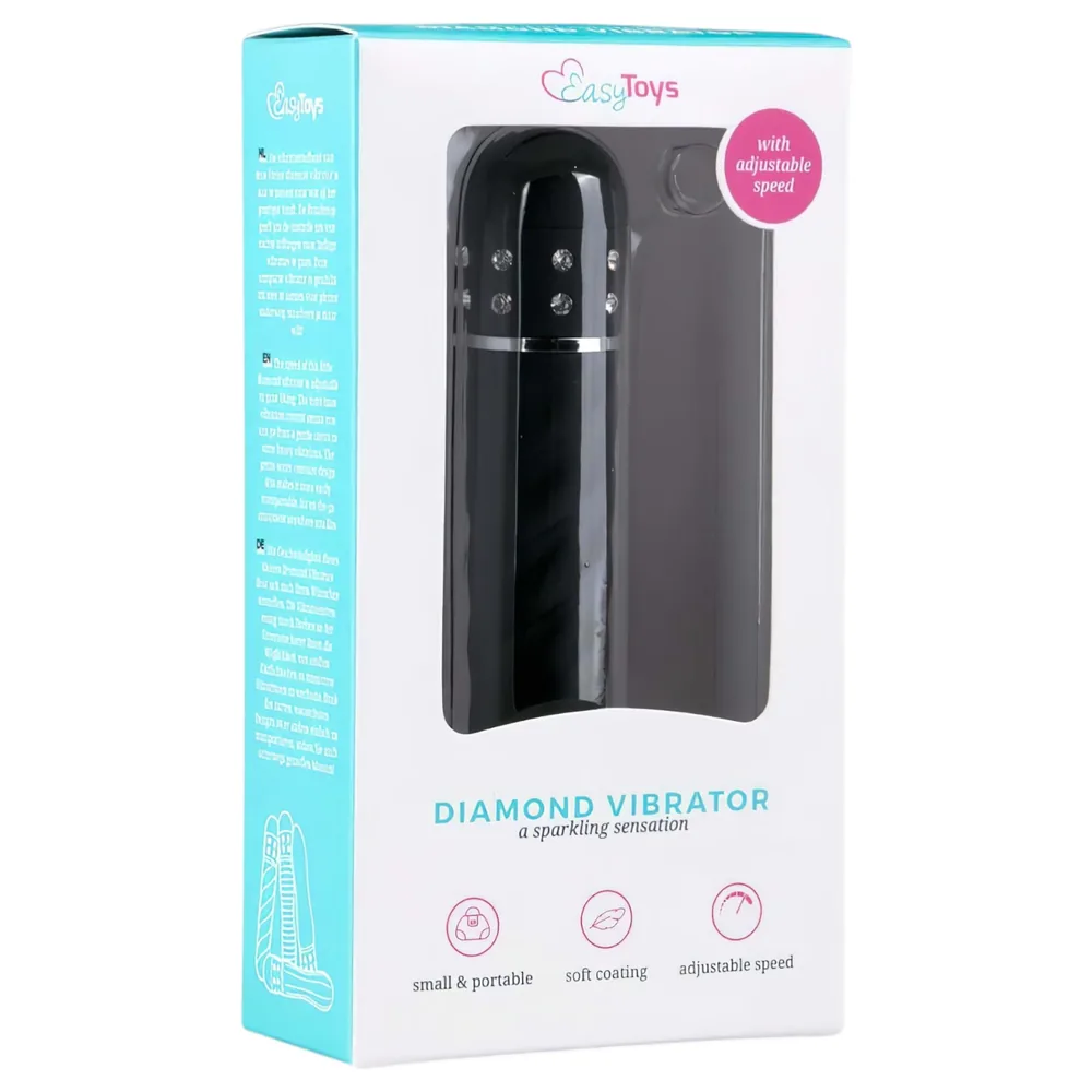Easytoys - vibrátor s diamantovým vzorom - čierny