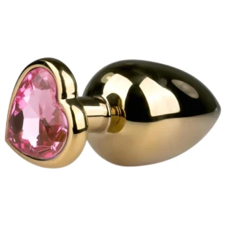 EasyToys Metal No.8 - análny kolík so srdiečkovou základňou (zlatá-ružová, 3,5 cm)