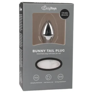 EasyToys Bunny NO1 - kovový análny kolík so zajačím chvostíkom (strieborný-biely)