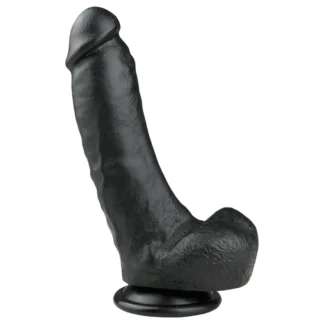 Easytoys - realistický dildo s prísavkou a semenníkmi - čierny 20 cm