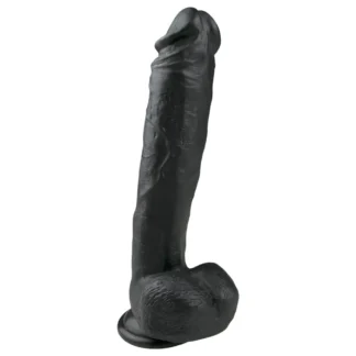 Easytoys - realistický dildó s prísavkou a semenníkmi - čierny 26,5 cm