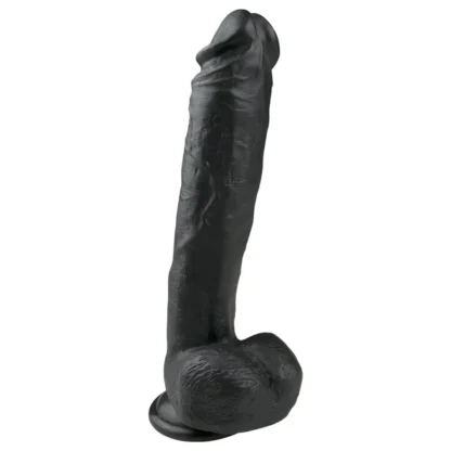 Easytoys - realistický dildó s prísavkou a semenníkmi - čierny 26,5 cm