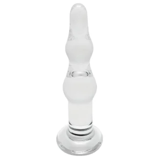 Rimba Dolly - análny sklenený dildo - vlnitý tvar - priehľadný