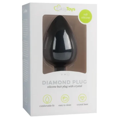 Easytoys - análny kolík s bielym kameňom - veľký - čierny