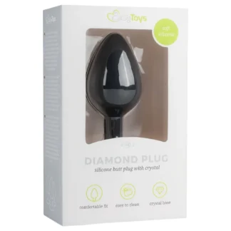 Easytoys - análny kolík s bielym kameňom - stredný - čierny