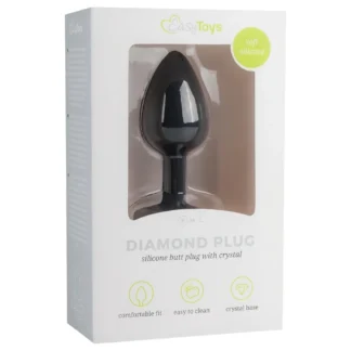 Easytoys - análny kolík s bielym kameňom - malý - čierny