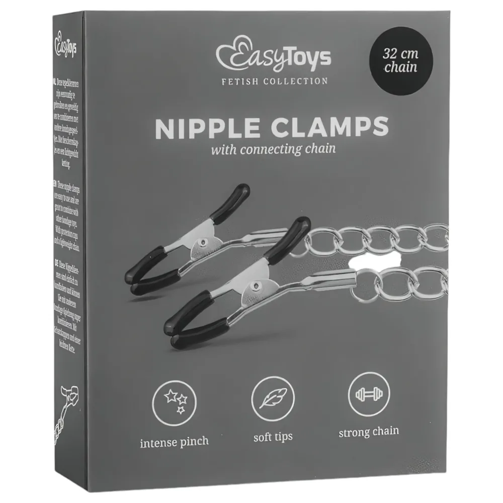 EasyToys - kliešte na bradavky s reťazou - 2 kusy