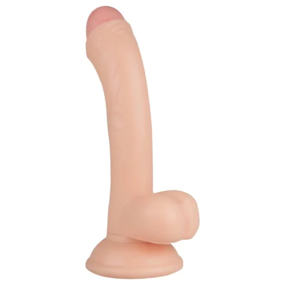 Real Fantasy Vince - dildo s vajcami a predkožkou - 19,5 cm - prírodná farba