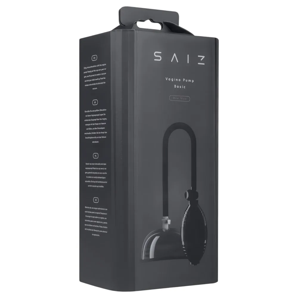 Saiz Basic - vákuová pumpa na vagínu - priehľadná/čierna