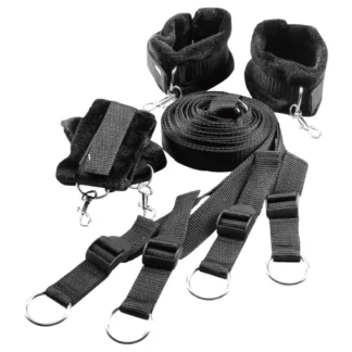 Dreamtoys Blaze - posteľný fixačný bondage set (čierny)