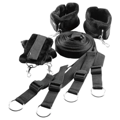 Dreamtoys Blaze - posteľný fixačný bondage set (čierny)