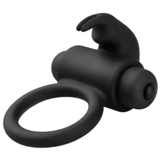 EasyToys - vibračný erekčný krúžok s králikom - čierny