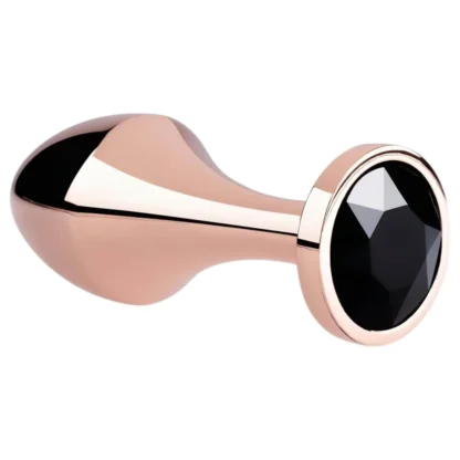 Rosy Gold - análny kolík - s čiernym kamienkom - rosegold