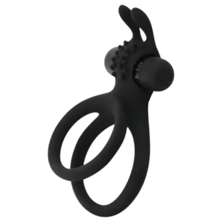 Easytoys - vibračný erekčný krúžok na penis a semenníky - čierny