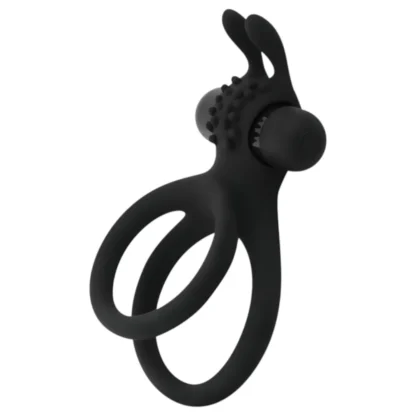 Easytoys - vibračný erekčný krúžok na penis a semenníky - čierny