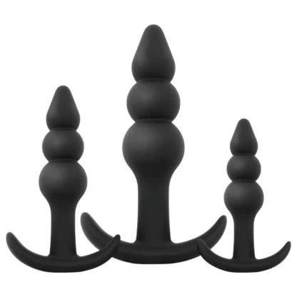 EasyToys - análne kolíky set - 3 ks s guľkami - čierne