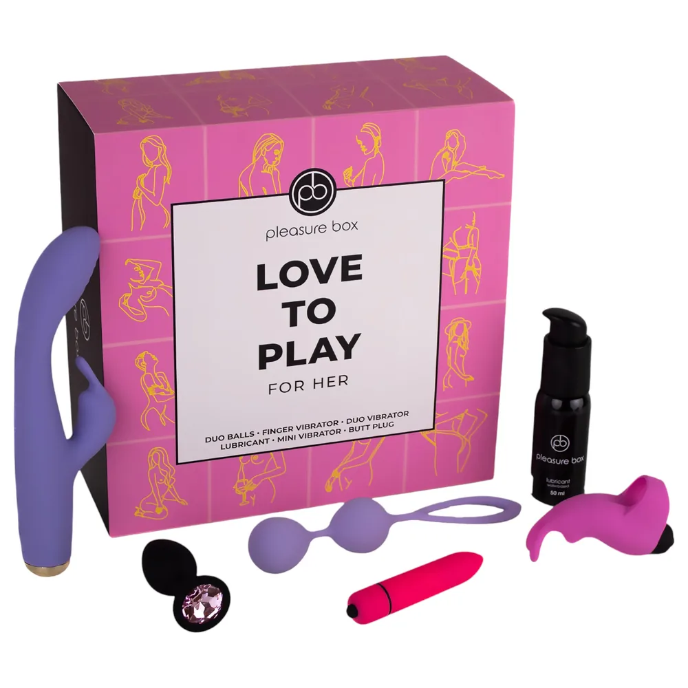 Pleasure Box Love to Play - vibrátor set - 6 dielov - ružovo-fialová