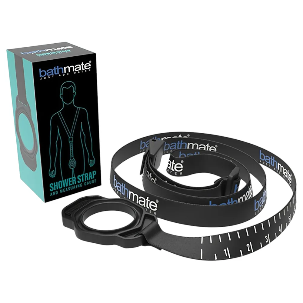 Bathmate Shower Strap - držiak pumpy s meracím popruhom (čierny)