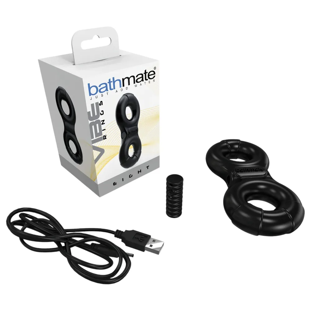 Bathmate Vibe Ring Eight - akumulátorový vibračný erekčný krúžok (čierny)