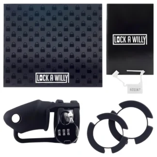 LOCK A WILLY - silikónový penisový klet s visiacim zámkom - čierny
