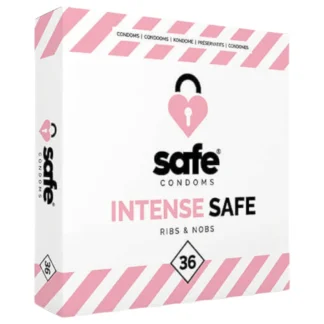 SAFE - kondóm - vrúbkovaný a bodkovaný - 36 ks