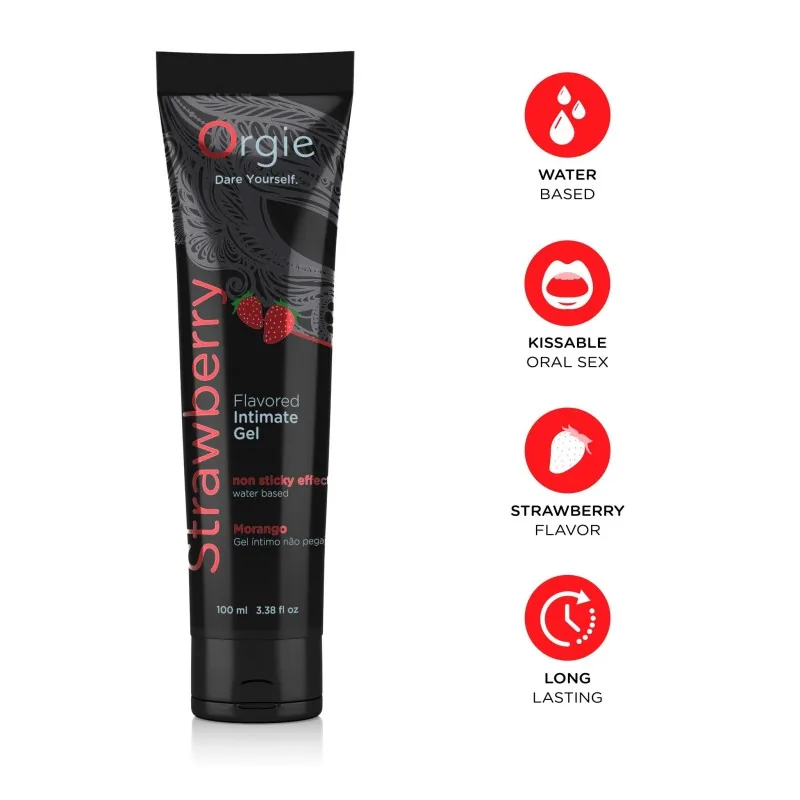 Orgie Lube Tube jahodový 100 ml – Obrázok 2