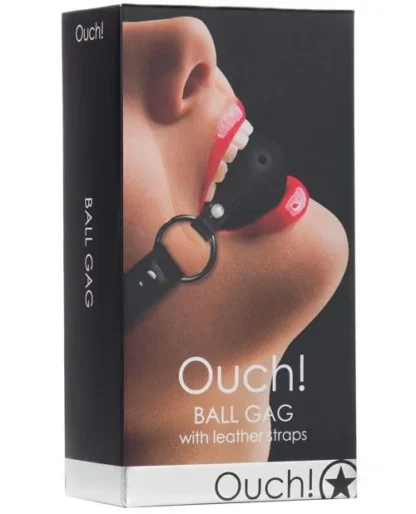 Ouch! Roubík s guľou a koženými popruhmi – čierny (OU047BLK)