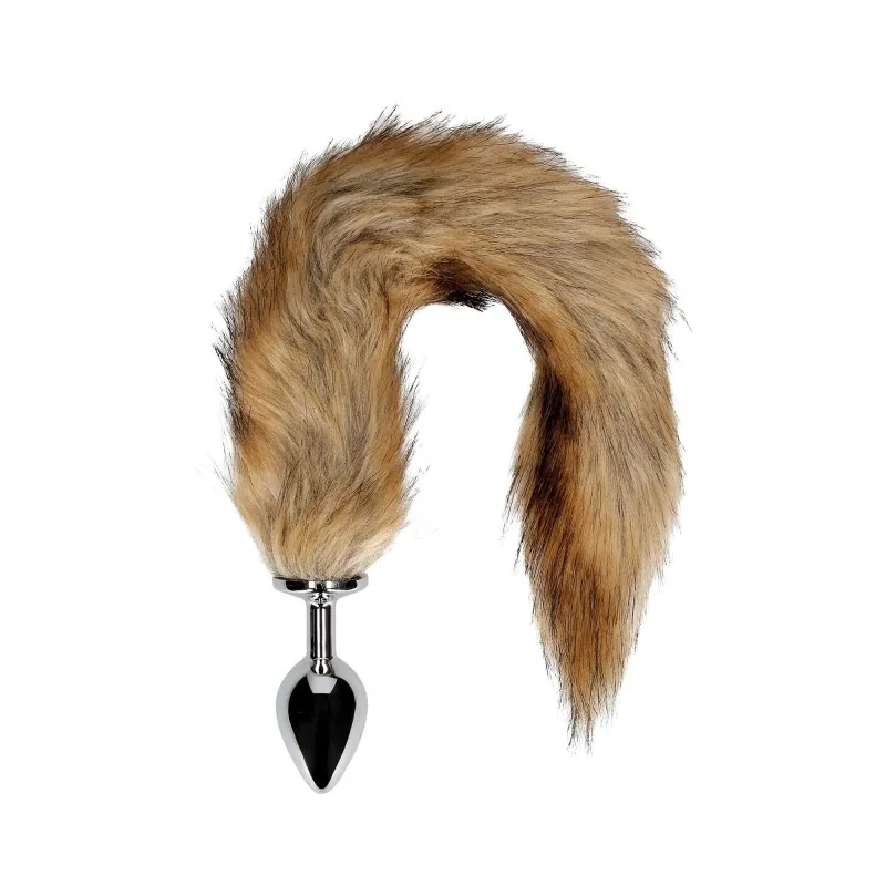 Ouch! Fox Tail – kovový análny kolík s líščím chvostom, hnedý – Obrázok 3