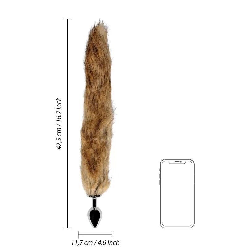 Ouch! Fox Tail – kovový análny kolík s líščím chvostom, hnedý – Obrázok 7