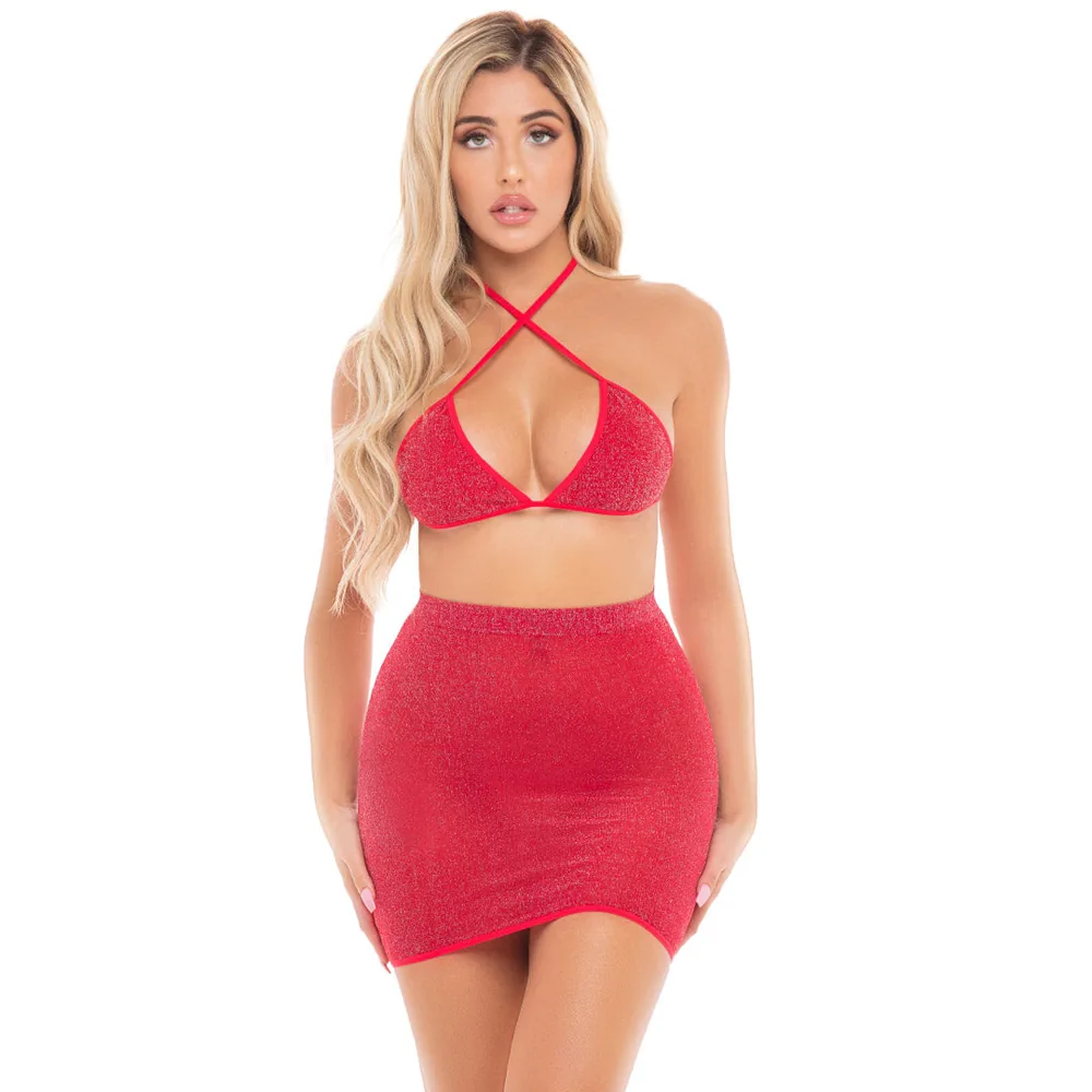 Black Cherry dvojdielny set – podprsenka a sukňa (červený)