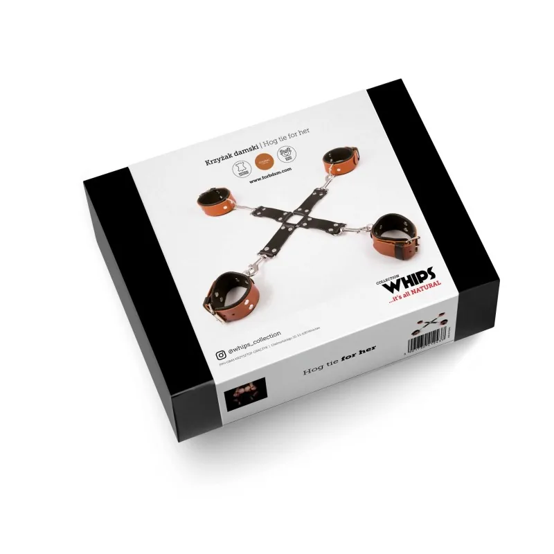 Whips Cognac kožená spútavacia sada Hog Tie pre ňu – Obrázok 3