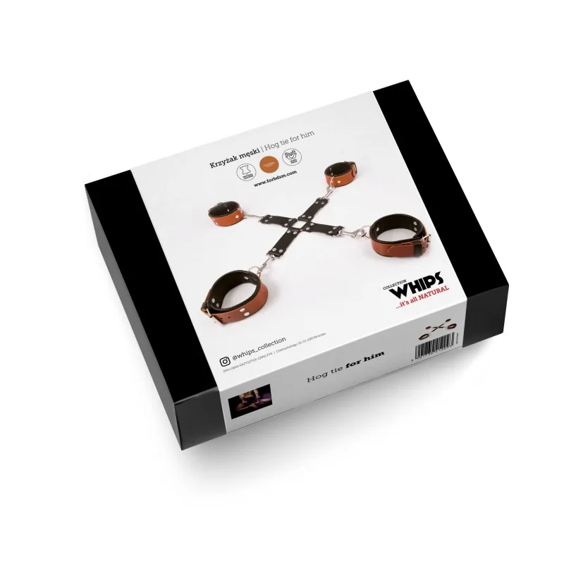 Whips Cognac kožená spútavacia sada Hog Tie pre neho – Obrázok 4