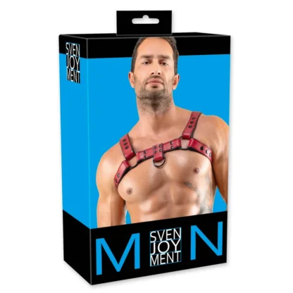 Svenjoyment - postroj na hruď z koženky (červený)