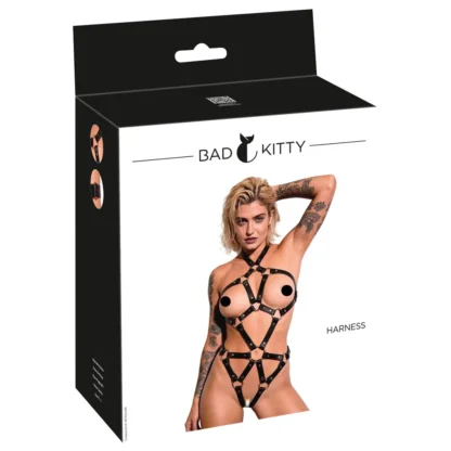 Bad Kitty - body s ramienkami a otvorenou podprsenkou (čierne) - S-L