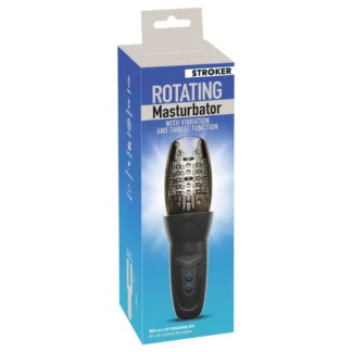 Stroker - rotačný, tlačiaci a vibrujúci masturbátor (čierny)