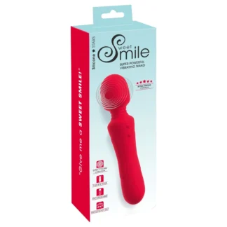 Sweet Smile - akumulátorový, vodeodolný wand vibrátor (červený)