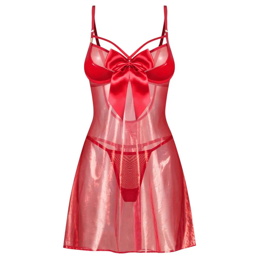 Obsessive Gifty - babydoll a tangá súprava (červená) – Obrázok 3