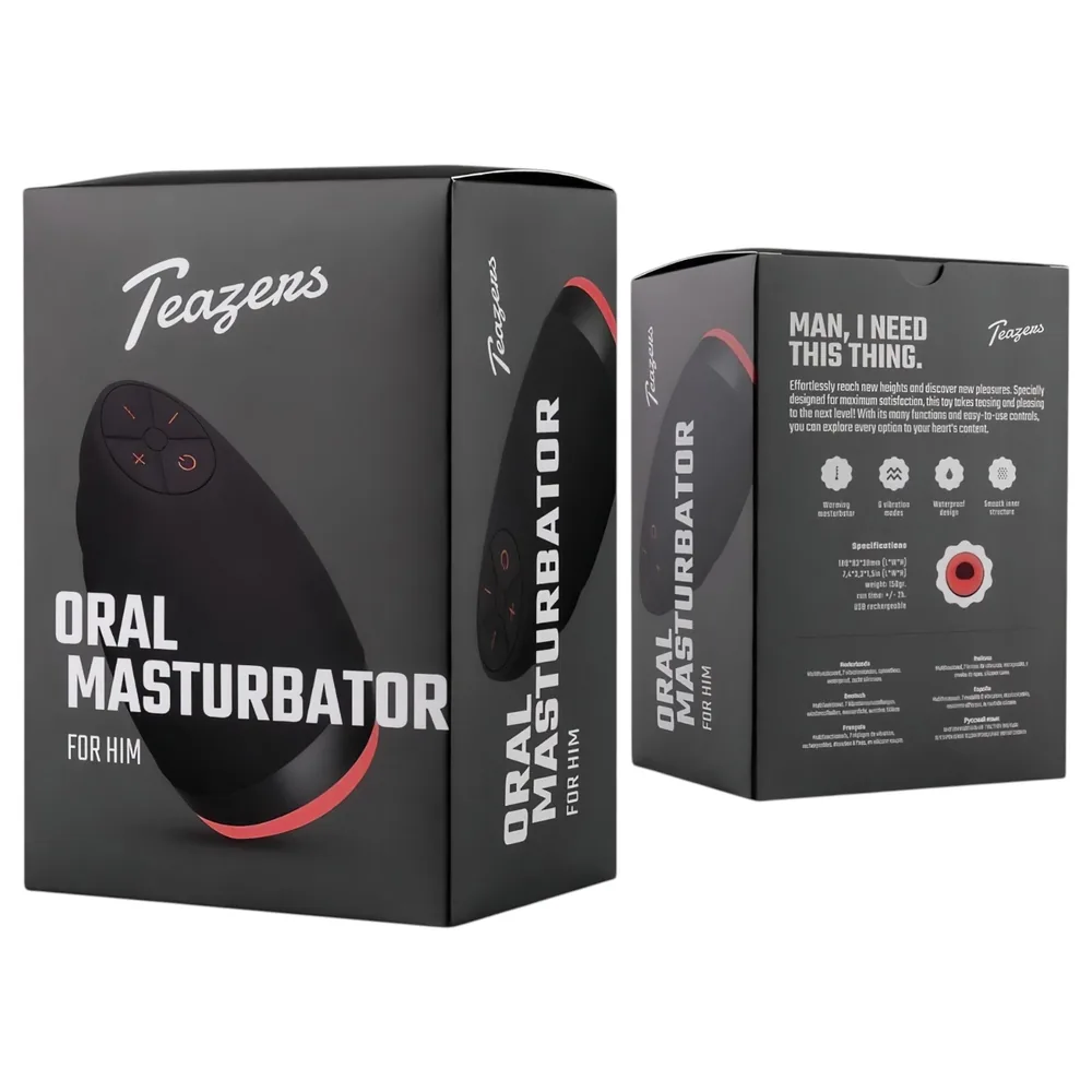Teazers - masturbátor v tvare úst s ohrievacou funkciou (červený)