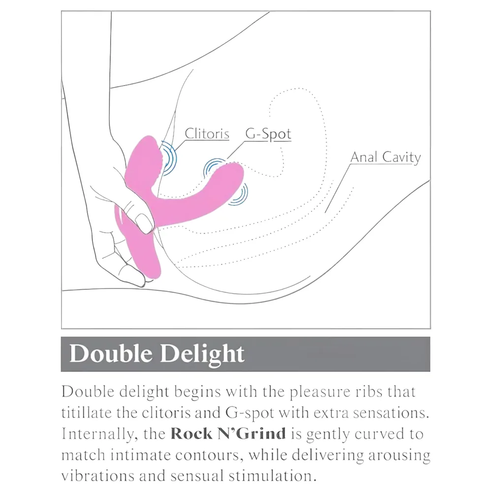 Threesome Rock N Grind - vibrátor na bod G a klitoris s diaľkovým ovládačom (ružový) – Obrázok 7