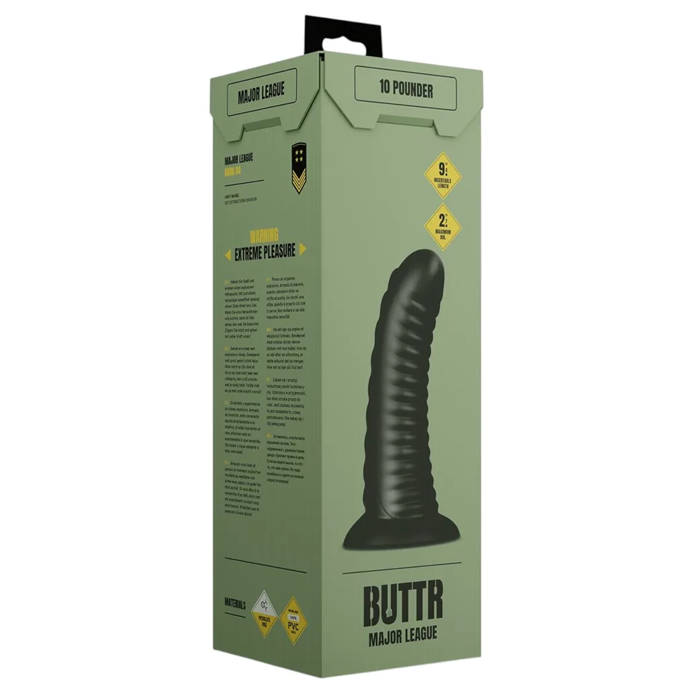 BUTTR Double Ribbed - obrovský rebrovaný análny kolík (čierny) - 26 cm