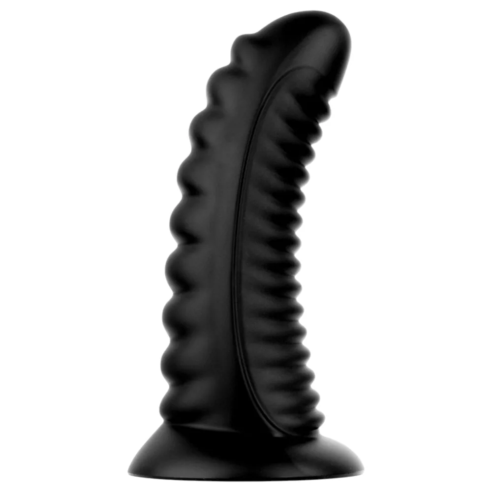 BUTTR Double Ribbed - obrovský rebrovaný análny kolík (čierny) - 26 cm – Obrázok 3