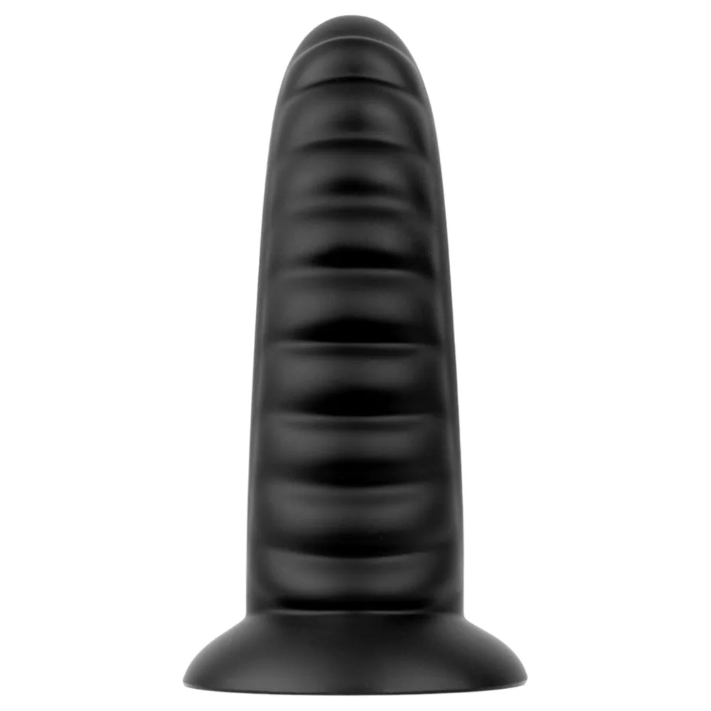 BUTTR Double Ribbed - obrovský rebrovaný análny kolík (čierny) - 26 cm – Obrázok 4
