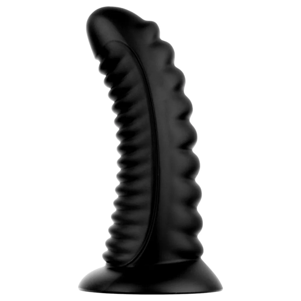 BUTTR Double Ribbed - obrovský rebrovaný análny kolík (čierny) - 26 cm – Obrázok 5
