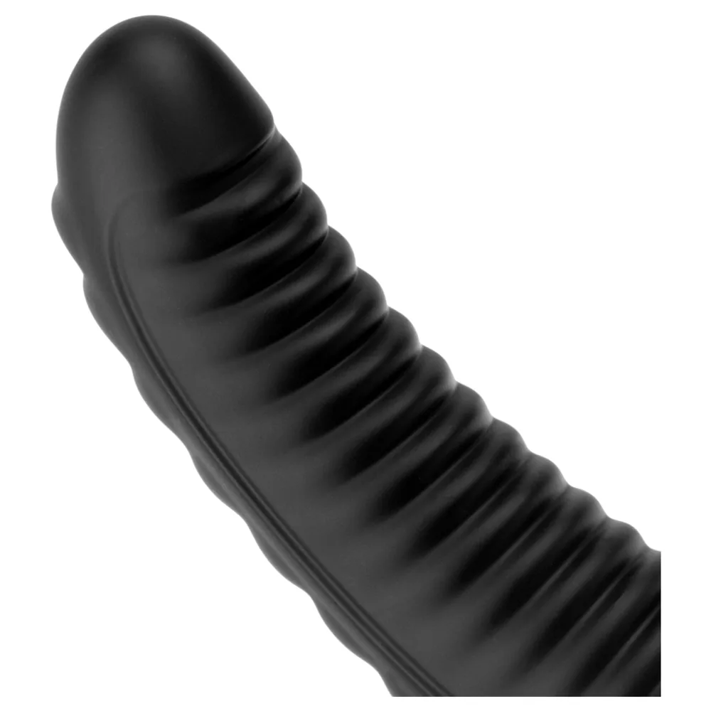 BUTTR Double Ribbed - obrovský rebrovaný análny kolík (čierny) - 26 cm – Obrázok 8