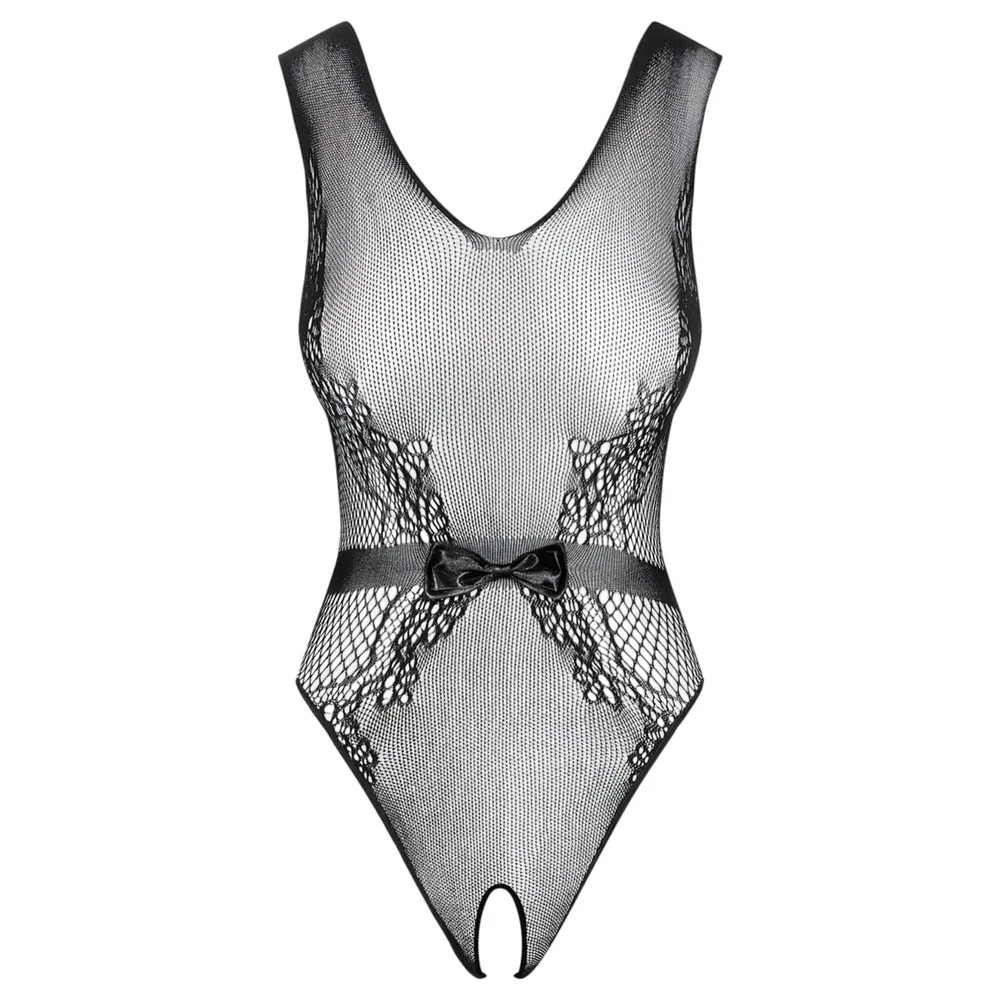 Obsessive - otvorené čipkované body s kvetinovým vzorom (čierne) – Obrázok 3